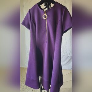 DKNY Shortsleeve Scuba Dress Aubergine Size 12